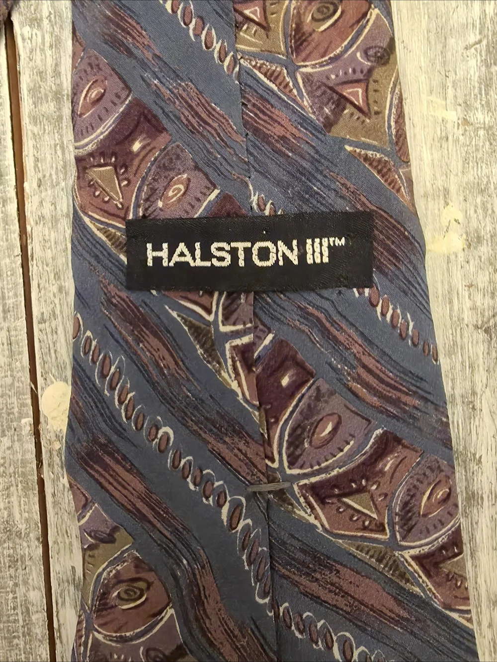 Vintage Halston III Men's Blue Paisley-Accent 100% Italian Silk Tie